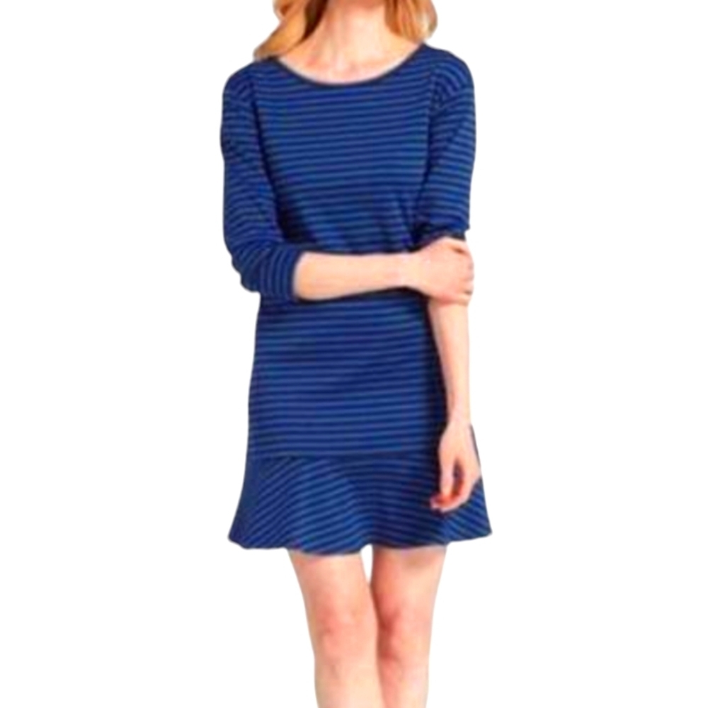 Draper James Graceland blue Striped Dress Tulip Long Sleeve career knit NWT sz L